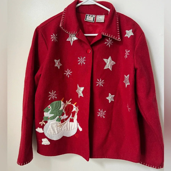 Take Two Christmas Snowman Wool Jacket/Coat - Picture 1 of 6